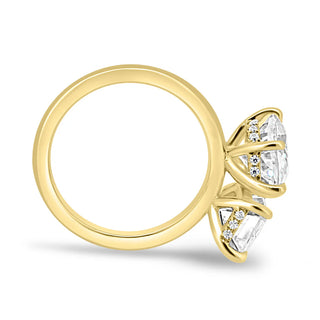 2.20CTW Pear & Emerald Cut Hidden Halo You And I Ring