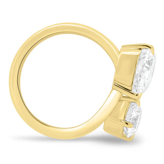 2.20TCW Round & Pear Diamond Unique Toi Et Moi Ring Stack