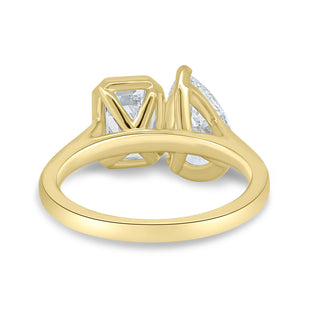 2.20CTW Emerald & Pear Cut Bezel Set Toi Et Moi Ring Stack
