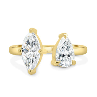 2.20CTW Marquise & Pear Cut Unique Open Toi Et Moi Ring Stack
