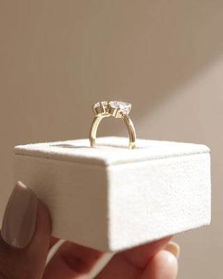 2.0CTW Oval & Pear Diamond Unique Open Toi Et Moi Ring Stack