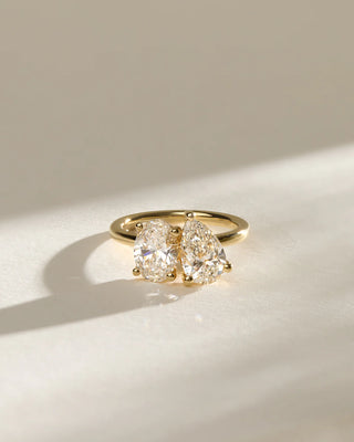 2.20CTW Pear & Oval Cut Diamond Toi Et Moi Ring Stack