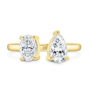 2.0CTW Oval & Pear Diamond Unique Open Toi Et Moi Ring Stack
