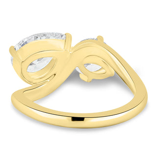 2.20TCW Round & Pear Diamond Unique Toi Et Moi Ring Stack
