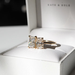 3.0TCW Oval & Radiant Cut Toi Et Moi Engagement Ring