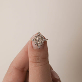 Oval Double Halo Pave Moissanite Diamond Engagement Ring