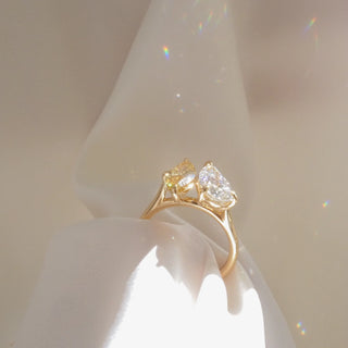 2.80TCW Pear & Yellow Marquise Toi Et Moi Engagement Ring