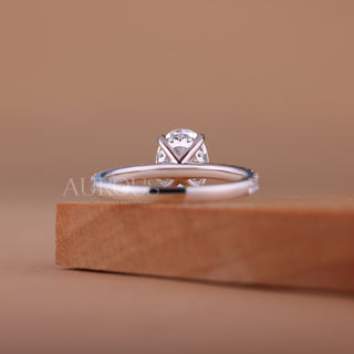 1.0CT Oval Cut Pave Setting Moissanite Engagement Ring