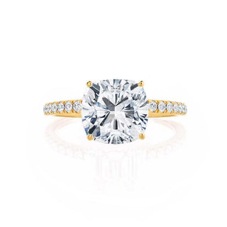 Cushion Shaped Moissanite Solitaire Style Engagement Ring