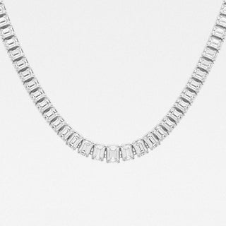 Lindsay Lohan Inspired 24CTW Emerald Diamond Moissanite Tennis Necklace
