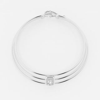 Jenna Ortega Inspired 2.50CT Emerald Cut Unique Halo Set Moissanite Necklace