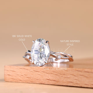 2.0CT Oval Cut Moissanite Nature Inspired Engagement Ring