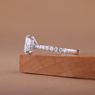 1.0CT Oval Cut Pave Setting Moissanite Engagement Ring