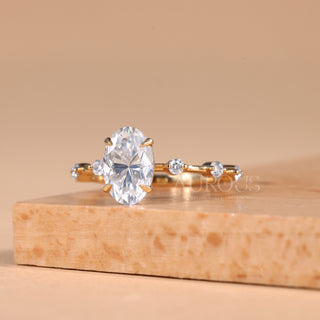 white gold oval engagement ring, rose gold oval diamond ring, oval cut solitaire ring