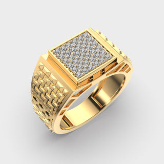 Round Cut Cluster Diamond Men's Engagement Ring