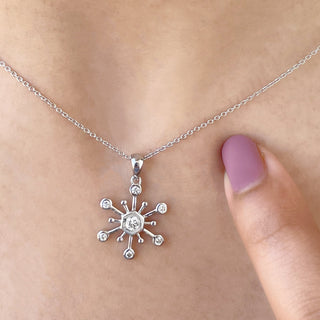 Round Cut Unique Snowflake Pendant for Christmas Gift