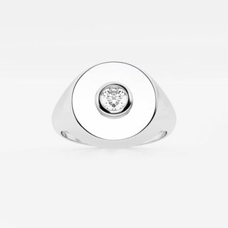 Heidi Gardner Inspired Round Cut Bezel Setting Solitaire Signet Ring