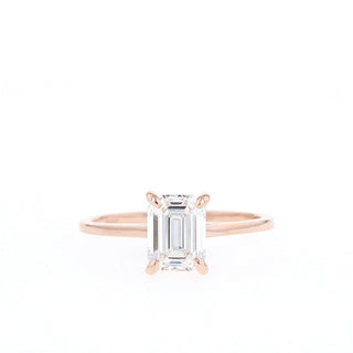 Emerald Cut Moissanite Solitaire Diamond Engagement Ring