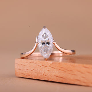 1.50CT Marquise Cut Unique Solitaire Moissanite Engagement Ring