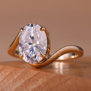 2.0CT Oval Cut Unique Bezel Setting Solitaire Engagement Ring
