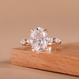 1.50CT Oval Cut Pave Setting Moissanite Engagement Ring