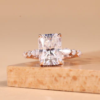 2.0CT Radiant Cut Alternative Pave Setting Moissanite Engagement Ring