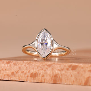 1.50CT Marquise Cut Bezel Setting Solitaire Engagement Ring
