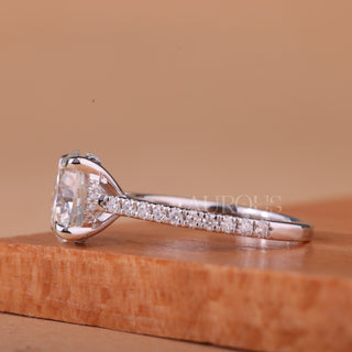 2.0CT Round Brilliant Cut Pave Setting Moissanite Engagement Ring