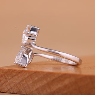 1.0CTW Pear Cut Unique Bypass Style Two Stone Engagement Ring