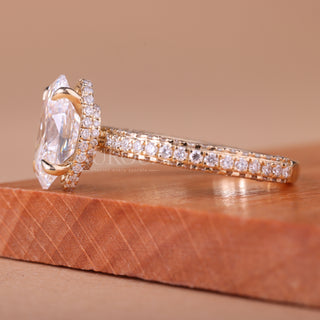 2.0CT Oval Cut Three Side Pave Setting Moissanite Engagement Ring
