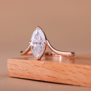 1.50CT Marquise Cut Unique Solitaire Moissanite Engagement Ring