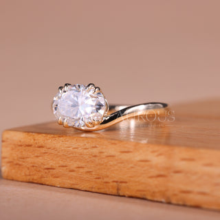1.50CT East-West Oval Cut Moissanite Curved Engagement Ring