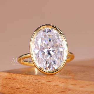 4.50CT Oval Cut Bezel Setting Moissanite Engagement Ring