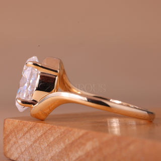 2.0CT Oval Cut Unique Bezel Setting Solitaire Engagement Ring