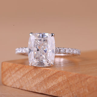 1.50CT Elongated Cushion Cut Pave Setting Engagement Ring