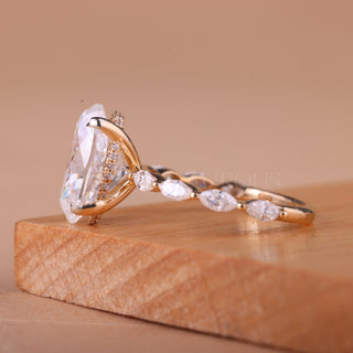 2.0CT Oval Cut Pave Setting Moissanite Engagement Ring
