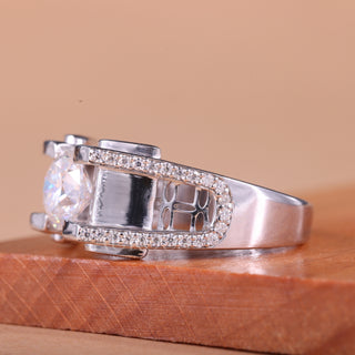 1.0CT Round Cut Cluster Diamond Moissanite Men's Engagement Ring
