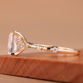 1.50CT Elongated Cushion Cut Petite Pave Setting Engagement Ring