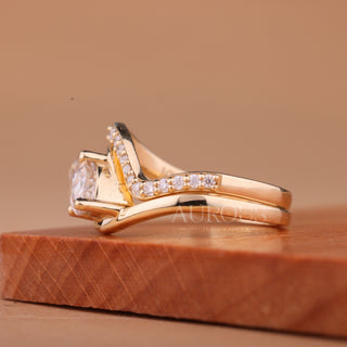 1.50CT East-West Marquise Cut Unique Curved Bridal Ring Set