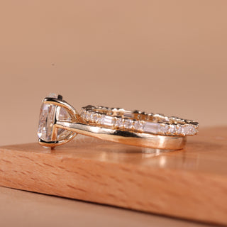 1.50CT Oval Cut Pave Setting Moissanite Engagement Ring Set