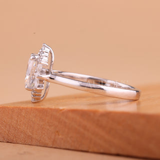 1.0CT Oval Cut Cluster Diamond Moissanite Engagement Ring
