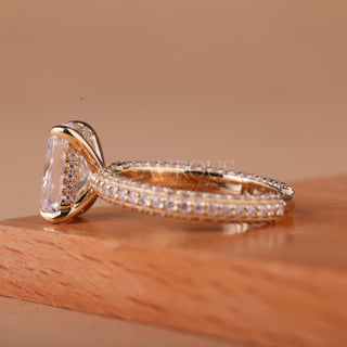 1.0CT Radiant Cut Three Side Pave Setting Engagement Ring