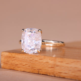 2.0CT Elongated Cushion Cut Hidden Halo Moissanite Engagement Ring