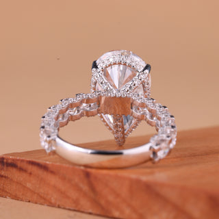 4.50CT Pear Cut Diamond Pave Setting Moissanite Engagement Ring