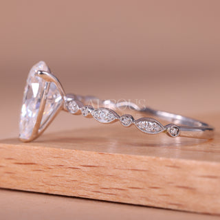 1.50CT Pear Cut Vintage Style Moissanite Engagement Ring