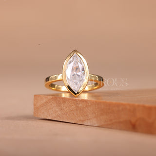 2.0CT Marquise Cut Bezel Setting Moissanite Engagement Ring