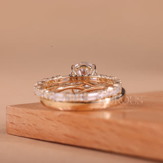 1.50CT Oval Cut Pave Setting Moissanite Engagement Ring Set