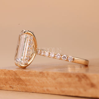 3.0CT Emerald Cut Diamond Moissanite Pave Setting Engagement Ring