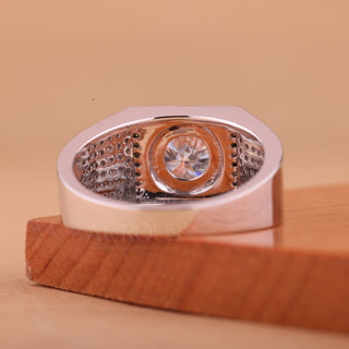 1.0CT Round Cut Diamond Cluster Setting Men's Engagement Ring