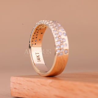 Round Cut Cluster Diamond Flush Setting Moissanite Wedding Band